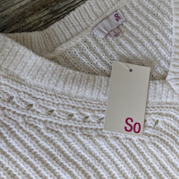 SO Cream Chenille Chunky Sweater sz XL New - Picture 5 of 5